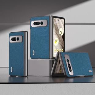 For Google Pixel Fold ABEEL Genuine Leather Litchi Texture Phone Case(Blue)