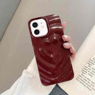 For iPhone 12 3D Love Pattern Phone Case(Wine Red)