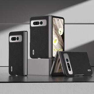 For Google Pixel Fold ABEEL Genuine Leather + PC Litchi Texture Phone Case(Black)