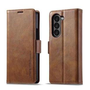 For Samsung Galaxy Z Fold6 5G LC.IMEEKE RFID Anti-theft Leather Phone Case(Brown)