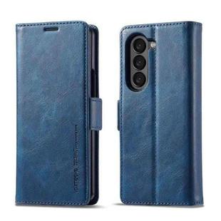 For Samsung Galaxy Z Fold7 5G LC.IMEEKE RFID Anti-theft Leather Phone Case(Blue)