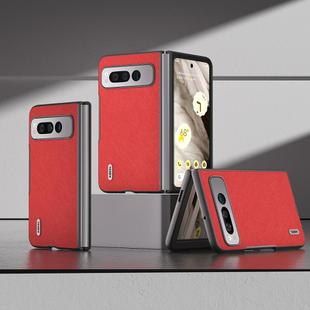 For Google Pixel Fold ABEEL Cross Texture Genuine Leather Phone Case(Red)