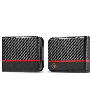 For Samsung Galaxy Z Flip4 LC.IMEEKE Carbon Fiber Leather Phone Case(Horizontal Black)