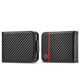 For Samsung Galaxy Z Flip5 LC.IMEEKE Carbon Fiber Leather Phone Case(Vertical Black)