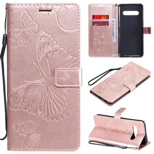 For LG V60 3D Butterflies Embossing Pattern Horizontal Flip Leather Case with Holder & Card Slot & Wallet(Rose Gold)