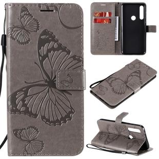 For Motorola Moto G Power 3D Butterflies Embossing Pattern Horizontal Flip Leather Case with Holder & Card Slot & Wallet(Grey)