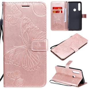 For Motorola Moto G Power 3D Butterflies Embossing Pattern Horizontal Flip Leather Case with Holder & Card Slot & Wallet(Rose Gold)