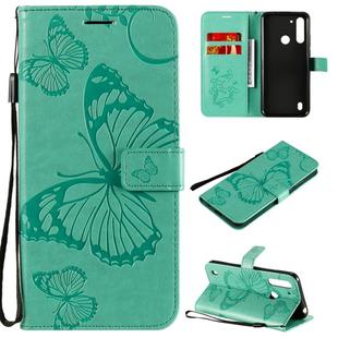 For Motorola Moto G8 Power Lite 3D Butterflies Embossing Pattern Horizontal Flip Leather Case with Holder & Card Slot & Wallet(Green)