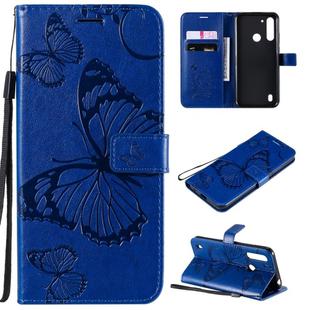 For Motorola Moto G8 Power Lite 3D Butterflies Embossing Pattern Horizontal Flip Leather Case with Holder & Card Slot & Wallet(Blue)