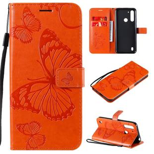 For Motorola Moto G8 Power Lite 3D Butterflies Embossing Pattern Horizontal Flip Leather Case with Holder & Card Slot & Wallet(Orange)