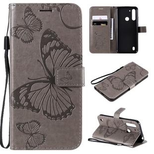 For Motorola Moto G8 Power Lite 3D Butterflies Embossing Pattern Horizontal Flip Leather Case with Holder & Card Slot & Wallet(Grey)