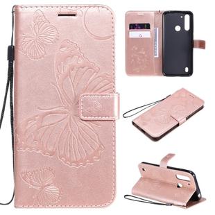 For Motorola Moto G8 Power Lite 3D Butterflies Embossing Pattern Horizontal Flip Leather Case with Holder & Card Slot & Wallet(Rose Gold)