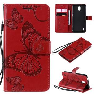 For Nokia 1.3 3D Butterflies Embossing Pattern Horizontal Flip Leather Case with Holder & Card Slot & Wallet(Red)
