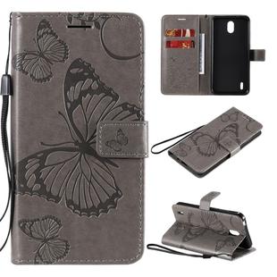 For Nokia 1.3 3D Butterflies Embossing Pattern Horizontal Flip Leather Case with Holder & Card Slot & Wallet(Grey)