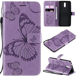 For Nokia 2.3 3D Butterflies Embossing Pattern Horizontal Flip Leather Case with Holder & Card Slot & Wallet(Purple)