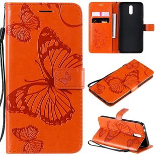 For Nokia 2.3 3D Butterflies Embossing Pattern Horizontal Flip Leather Case with Holder & Card Slot & Wallet(Orange)