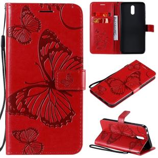 For Nokia 2.3 3D Butterflies Embossing Pattern Horizontal Flip Leather Case with Holder & Card Slot & Wallet(Red)