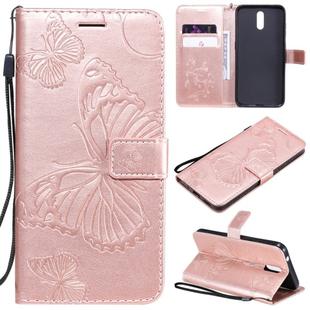 For Nokia 2.3 3D Butterflies Embossing Pattern Horizontal Flip Leather Case with Holder & Card Slot & Wallet(Rose Gold)
