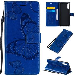 For Sony Xperia L4 3D Butterflies Embossing Pattern Horizontal Flip Leather Case with Holder & Card Slot & Wallet(Blue)