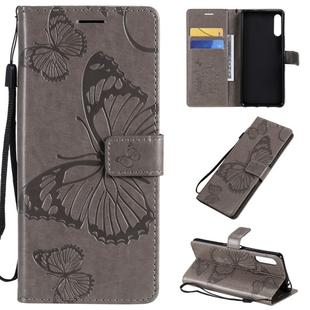 For Sony Xperia L4 3D Butterflies Embossing Pattern Horizontal Flip Leather Case with Holder & Card Slot & Wallet(Grey)