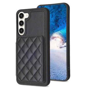 For Samsung Galaxy S23+ 5G BF25 Square Plaid Card Bag Holder Phone Case(Black)