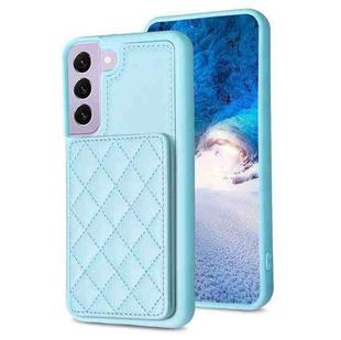 For Samsung Galaxy S22 5G BF25 Square Plaid Card Bag Holder Phone Case(Blue)