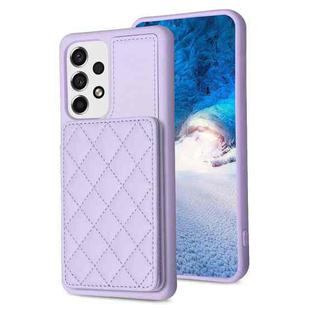 For Samsung Galaxy A13 5G / 4G BF25 Square Plaid Card Bag Holder Phone Case(Purple)