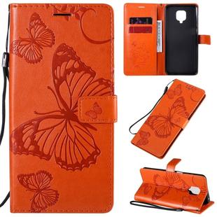 For Xiaomi Redmi Note 9 Pro 3D Butterflies Embossing Pattern Horizontal Flip Leather Case with Holder & Card Slot & Wallet(Orange)