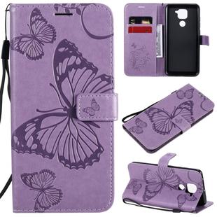For Xiaomi Redmi Note 9 / 10X 4G 3D Butterflies Embossing Pattern Horizontal Flip Leather Case with Holder & Card Slot & Wallet(Purple)