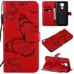 For Xiaomi Redmi Note 9 / 10X 4G 3D Butterflies Embossing Pattern Horizontal Flip Leather Case with Holder & Card Slot & Wallet(Red)