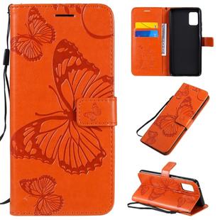 For Samsung Galaxy A51 5G 3D Butterflies Embossing Pattern Horizontal Flip Leather Case with Holder & Card Slot & Wallet(Orange)