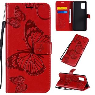 For Samsung Galaxy A71 5G 3D Butterflies Embossing Pattern Horizontal Flip Leather Case with Holder & Card Slot & Wallet(Red)