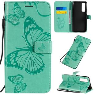 For Huawei Nova 7 3D Butterflies Embossing Pattern Horizontal Flip Leather Case with Holder & Card Slot & Wallet(Green)