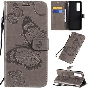 For Huawei Nova 7 3D Butterflies Embossing Pattern Horizontal Flip Leather Case with Holder & Card Slot & Wallet(Grey)