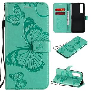 For Huawei Nova 7 Pro 3D Butterflies Embossing Pattern Horizontal Flip Leather Case with Holder & Card Slot & Wallet(Green)