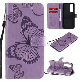 For Huawei Nova 7 Pro 3D Butterflies Embossing Pattern Horizontal Flip Leather Case with Holder & Card Slot & Wallet(Purple)