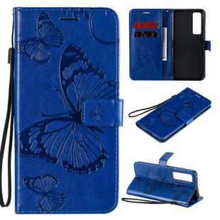 For Huawei Nova 7 Pro 3D Butterflies Embossing Pattern Horizontal Flip Leather Case with Holder & Card Slot & Wallet(Blue)