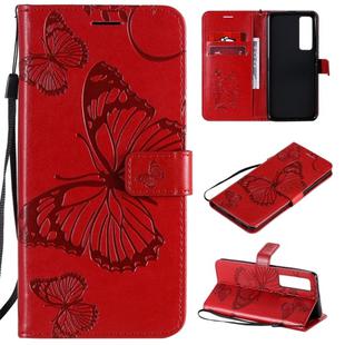 For Huawei Nova 7 Pro 3D Butterflies Embossing Pattern Horizontal Flip Leather Case with Holder & Card Slot & Wallet(Red)