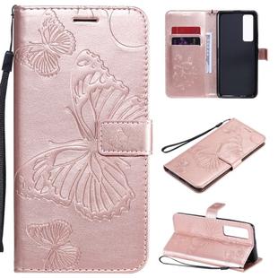 For Huawei Nova 7 Pro 3D Butterflies Embossing Pattern Horizontal Flip Leather Case with Holder & Card Slot & Wallet(Rose Gold)