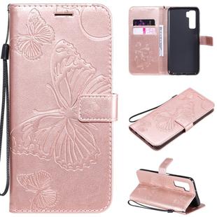 For Huawei Nova 7 SE / P40 Lite 5G 3D Butterflies Embossing Pattern Horizontal Flip Leather Case with Holder & Card Slot & Wallet(Rose Gold)