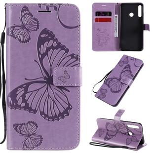 For Huawei Y7P / P40 Lite E / Honor 9C 3D Butterflies Embossing Pattern Horizontal Flip Leather Case with Holder & Card Slot & Wallet(Purple)