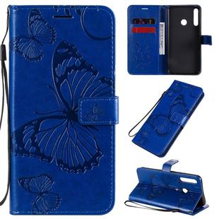 For Huawei Y7P / P40 Lite E / Honor 9C 3D Butterflies Embossing Pattern Horizontal Flip Leather Case with Holder & Card Slot & Wallet(Blue)