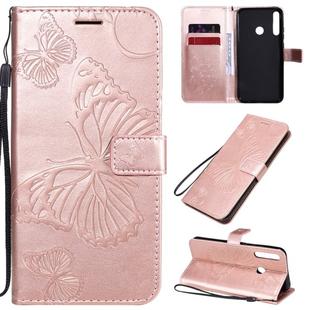 For Huawei Y7P / P40 Lite E / Honor 9C 3D Butterflies Embossing Pattern Horizontal Flip Leather Case with Holder & Card Slot & Wallet(Rose Gold)