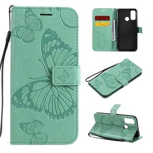 For Huawei P Smart(2020) 3D Butterflies Embossing Pattern Horizontal Flip Leather Case with Holder & Card Slot & Wallet(Green)