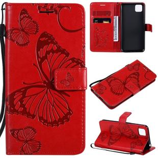 For Huawei Y5P / Honor 9s 3D Butterflies Embossing Pattern Horizontal Flip Leather Case with Holder & Card Slot & Wallet(Red)