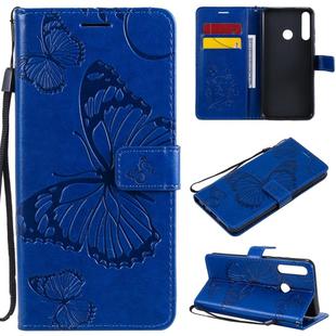 For Huawei Y6P 3D Butterflies Embossing Pattern Horizontal Flip Leather Case with Holder & Card Slot & Wallet(Blue)