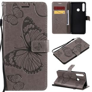 For Huawei Y6P 3D Butterflies Embossing Pattern Horizontal Flip Leather Case with Holder & Card Slot & Wallet(Grey)
