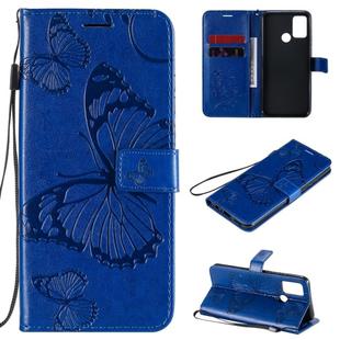 For Huawei Honor 9A 3D Butterflies Embossing Pattern Horizontal Flip Leather Case with Holder & Card Slot & Wallet(Blue)