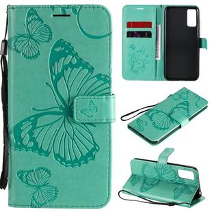 For Huawei Honor 30 Pro / 30 Pro Plus 3D Butterflies Embossing Pattern Horizontal Flip Leather Case with Holder & Card Slot & Wallet(Green)