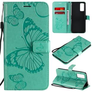 For Huawei Honor 30 3D Butterflies Embossing Pattern Horizontal Flip Leather Case with Holder & Card Slot & Wallet(Green)